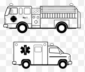 Fire Truck Line Art Vector Image - Ambulance Clipart Black And White Emoji,Firetruck Emoji