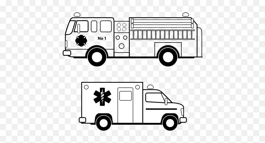 Fire Truck Line Art Vector Image - Ambulance Clipart Black And White Emoji,Firetruck Emoji