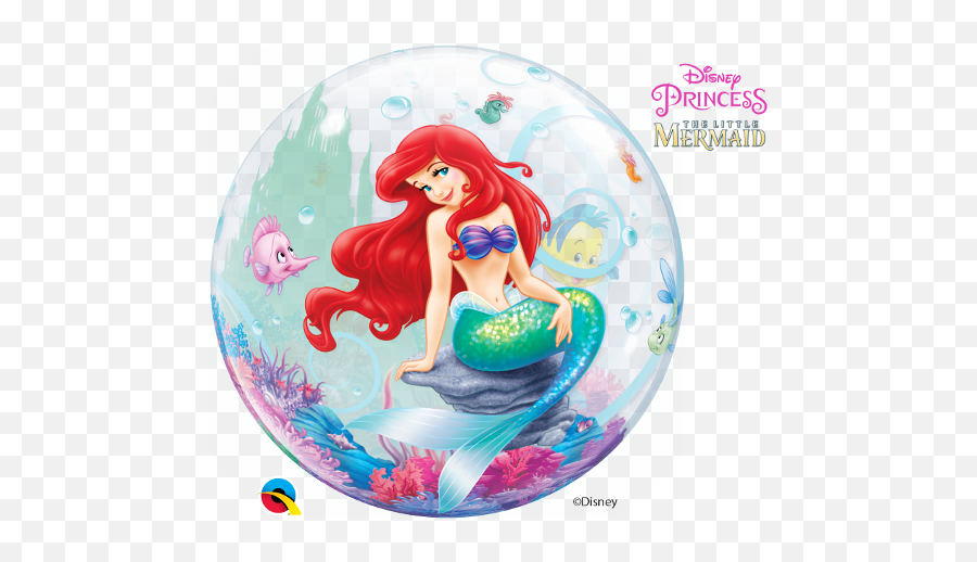 Little Mermaid Bubble Balloon - Qualatex Latex Balloons Bouquet Emoji,Mermaid Emoticon
