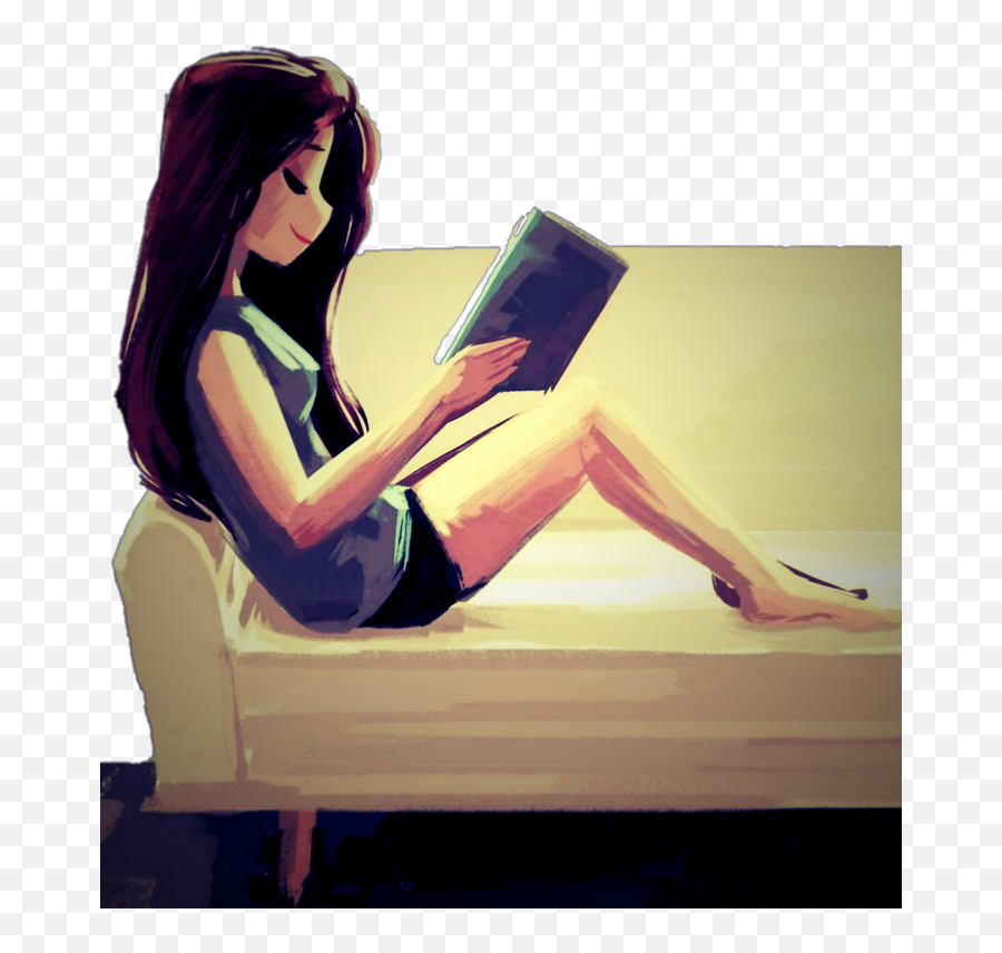 Girl Woman Couch - Alone Girl Reading Book Emoji,Desk Girl Emoji