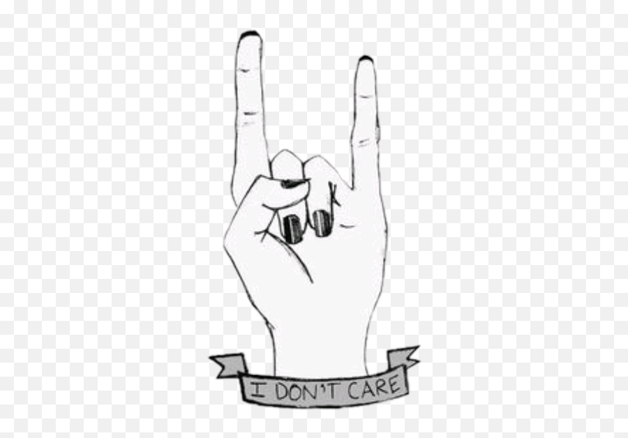 Stickers Rocknroll Hands Cool I Dont Care Girls Blackan - Girl Rock N Roll Hand Emoji,Rock N Roll Emoji