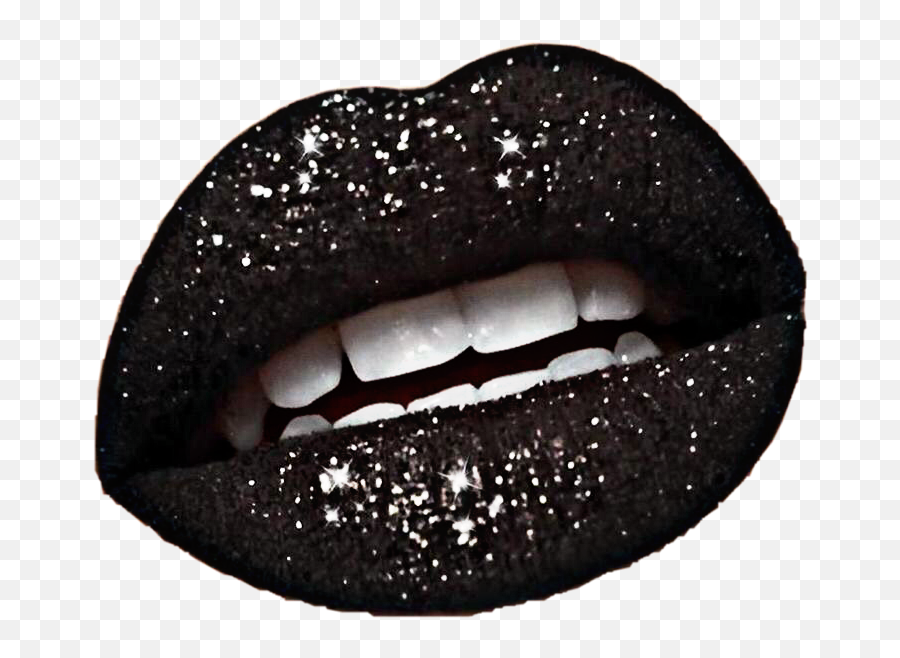 Lips Glitter Lipstick Sparkle Black Mouth Teeth Freetoe - Black Glitter Lips Emoji,Black Lips Emoji