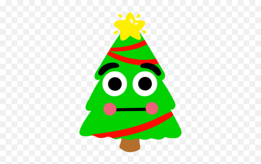 Riley - Cute Kawaii Christmas Tree Emoji,Flush Emoji