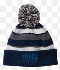 Phi Beta Sigma Striped Beanie With Pom - Beanie Emoji,Sigma Emoji