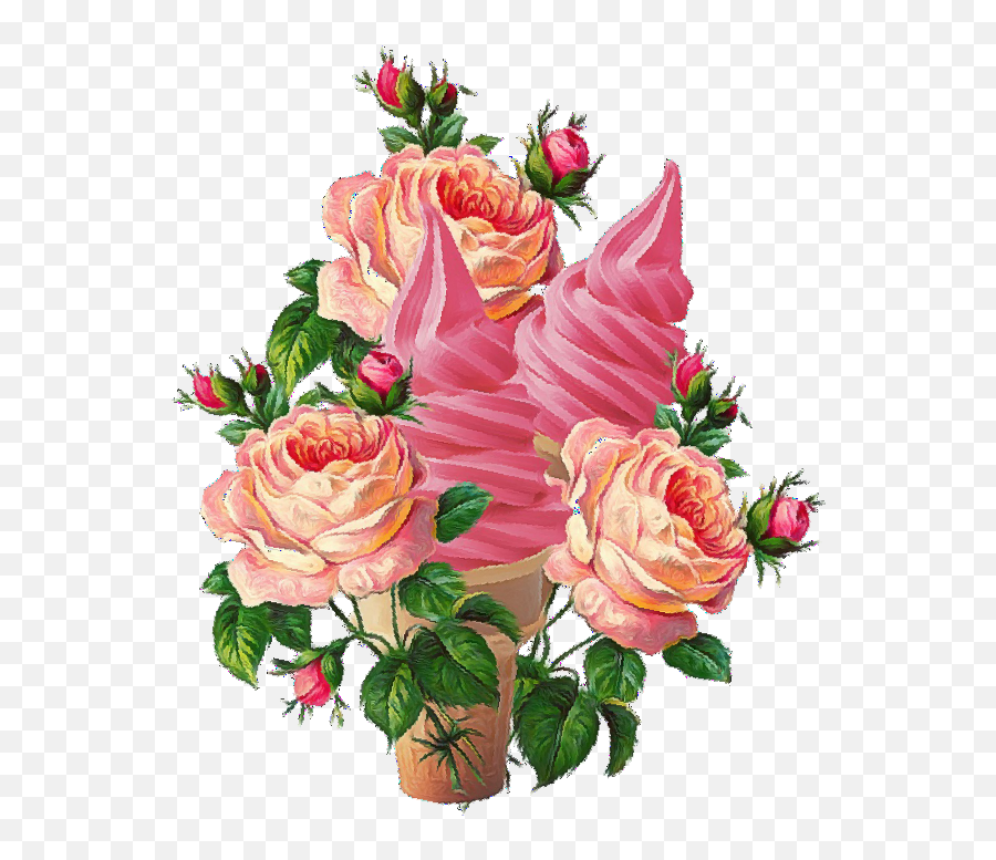 Bouquet Icecream Roses - Hybrid Tea Rose Emoji,Bouquet Emoji