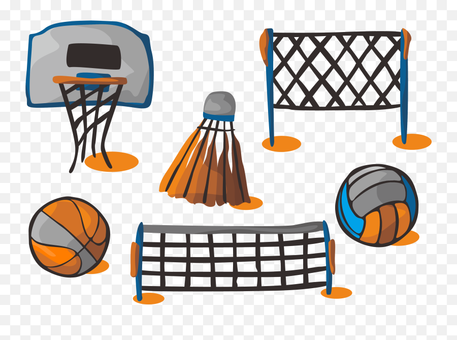 Ball Badminton Clip Art - Basketball Volleyball Banner Png Volleyball And Badminton Ball Emoji,Basketball Emoji Transparent