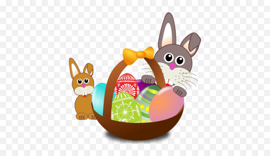 Funny Bunny Face With Easter Eggs In A Basket With Baby - Easter Bunny Basket Clipart Emoji,Happy Easter Emoji