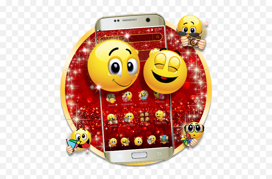 Glitter Emoji Cartoon Theme - Smiley,Sparkle Emoticon