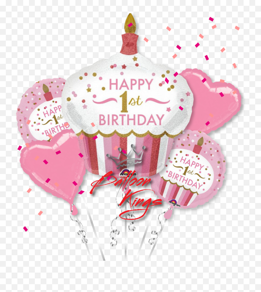 1st Birthday Girl Cupcake Bouquet - 1st Birthday Images For Girl Emoji,Girl Emoji Party