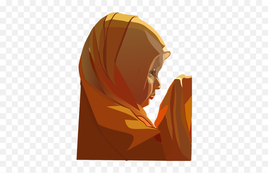 Vector Illustration Of Young Woman - Orang Berdoa Vector Emoji,Brown Praying Hands Emoji