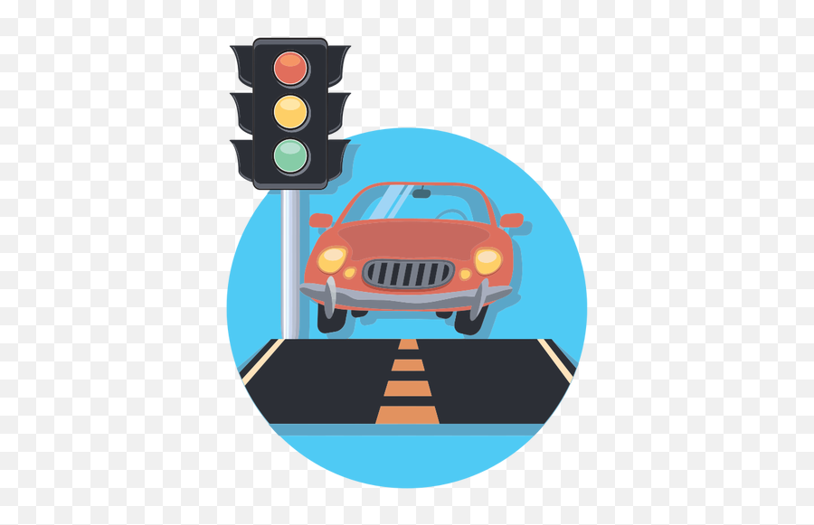Car And Traffic Lights - Car With Traffic Light Emoji,Traffic Light Caution Sign Emoji