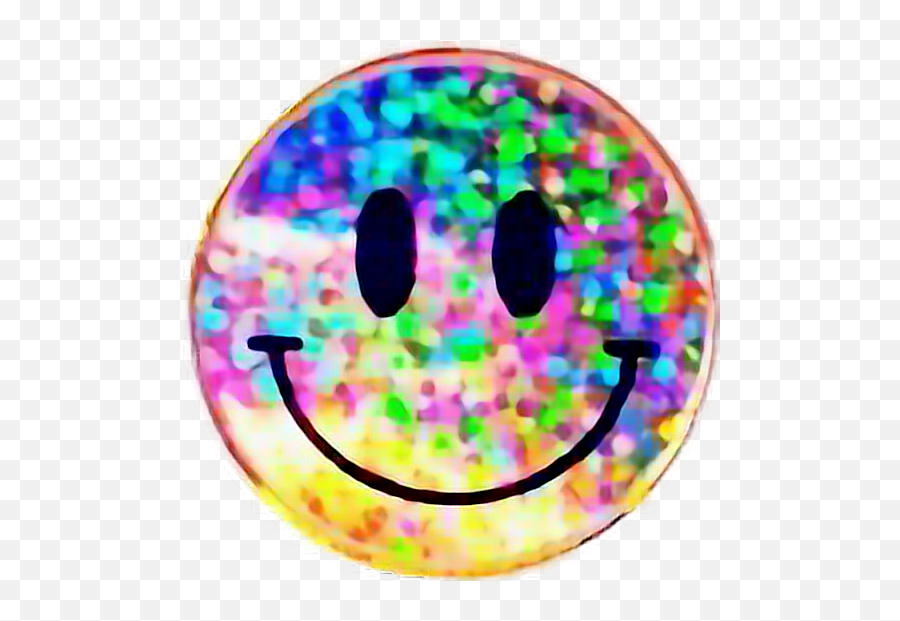 Ftestickers Holo Holographic Vaporwave Smiley Smileyfac - Smiley Emoji,Sparkle Emoticon