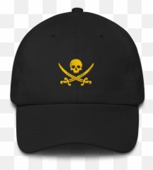 Black And Gold Pirate Flag Dad Hat - Baseball Cap Emoji,Pirate Flag Emoji