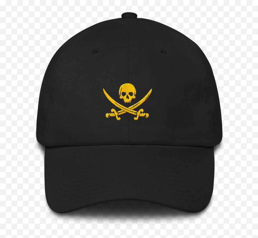 Black And Gold Pirate Flag Dad Hat - Baseball Cap Emoji,Pirate Flag Emoji