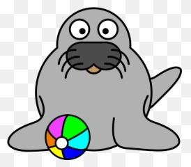 Clipart Swimming Walrus Transparent - Cartoon Seal Clipart Emoji,Walrus Emoji