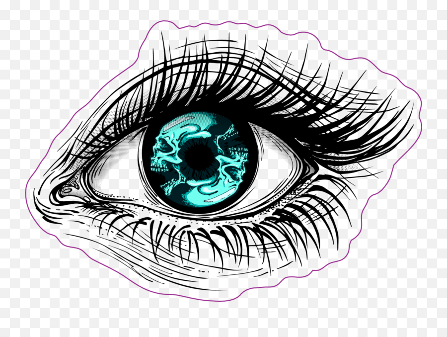 Human Eye With Blue Skull Iris Sticker - Human Snake Eye Drawing Emoji,Sasquatch Emoji