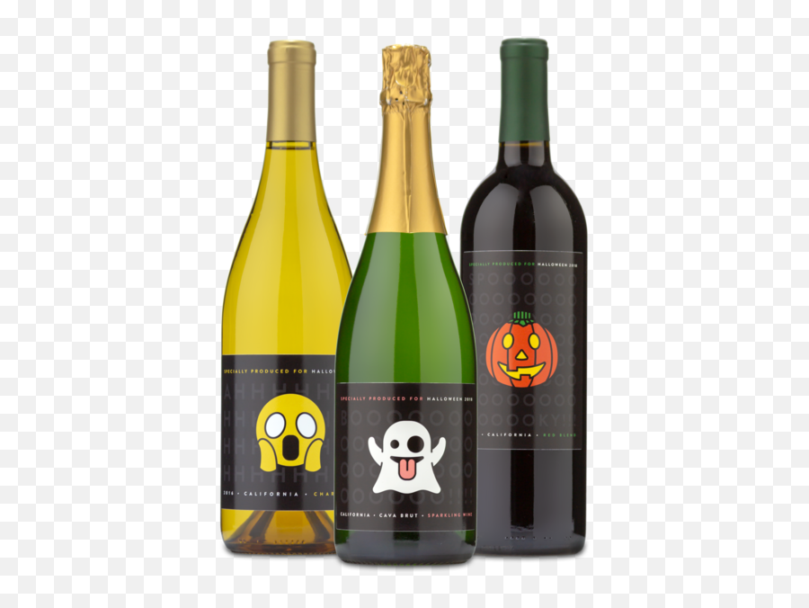 Halloween Emoji Gift Set - Glass Bottle,Wine Emoji