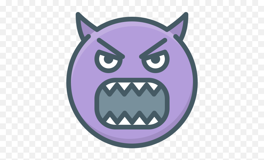 Angry Demon Devil Emoji Evil Face Hatred Icon - Cartoon,Purple Demon Emoji