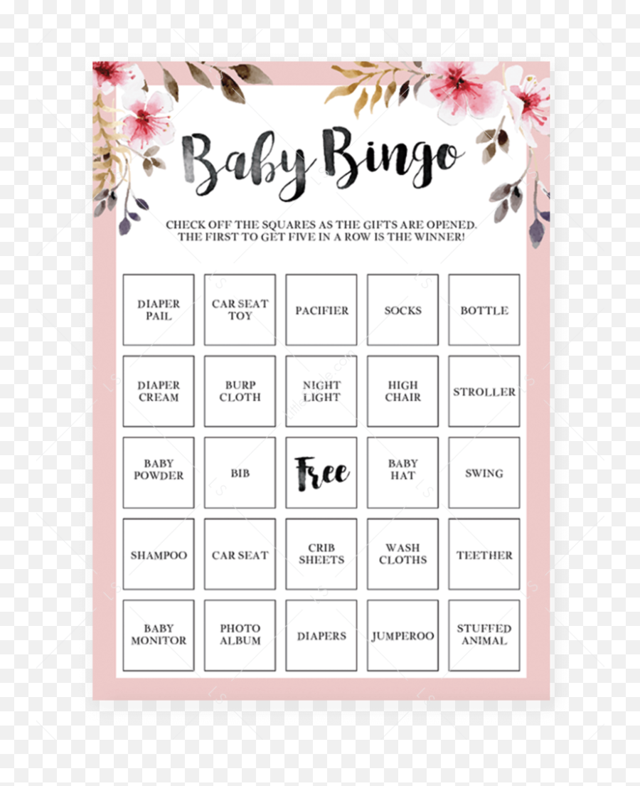 Blush Floral Cards Gifts Sign - Baby Shower Free Printable Games Emoji,Burp Emoji