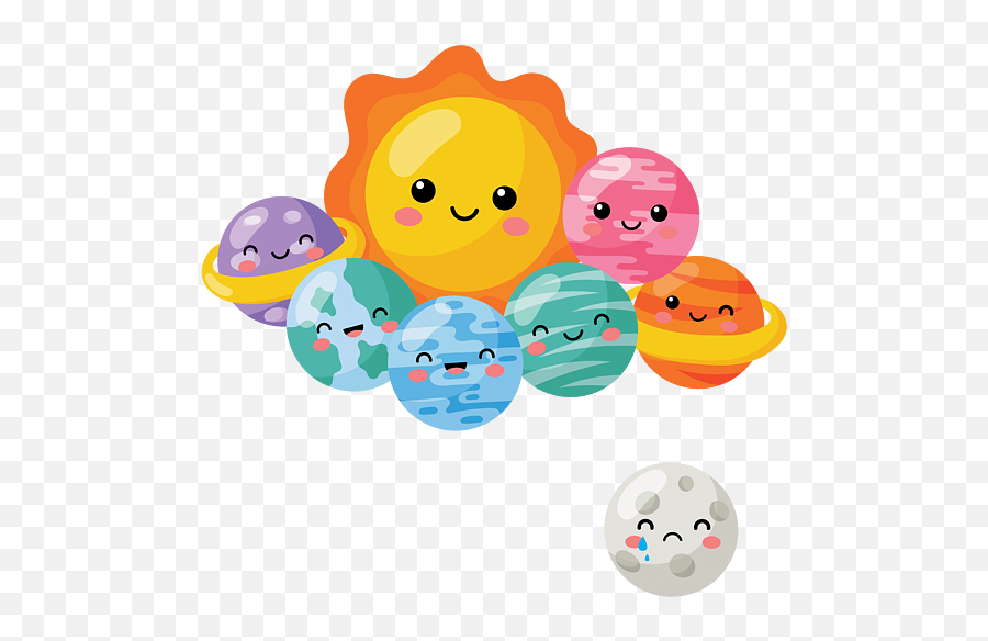 Kawaii Planet Faces Cute Solar System Planets Sun Moon Galaxy Duvet Cover - Happy Emoji,Cute Emoticon Faces