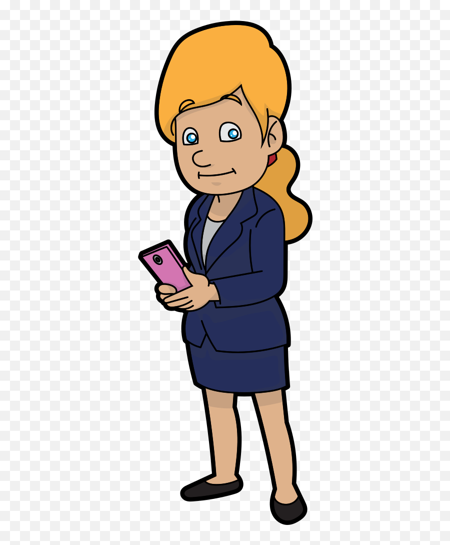 Business Woman Holding A Smartphone - Cartoon Emoji,Blonde Hair Emoji
