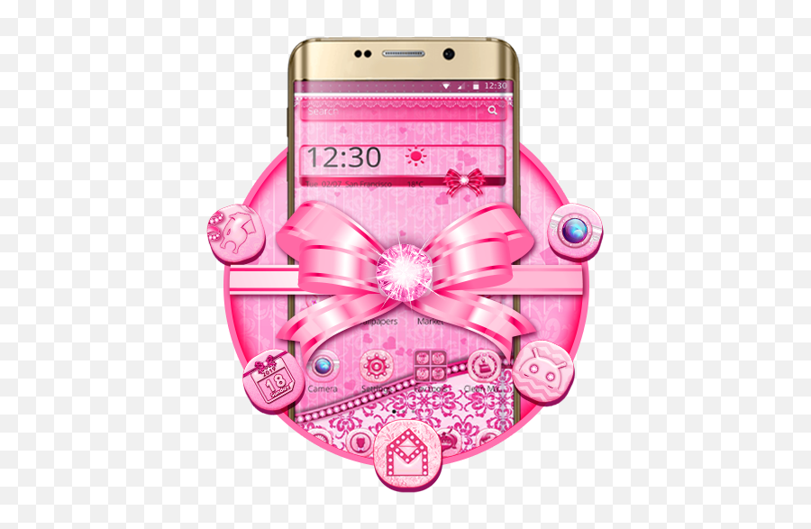 Pink Bow Launcher Theme U2013 Google Play - Iphone Emoji,Pink Ribbon Emoji