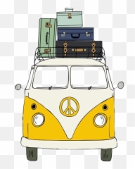 roadtrip bus yellow yellowbus peace luggage wheels - Peace Van On The Road Emoji