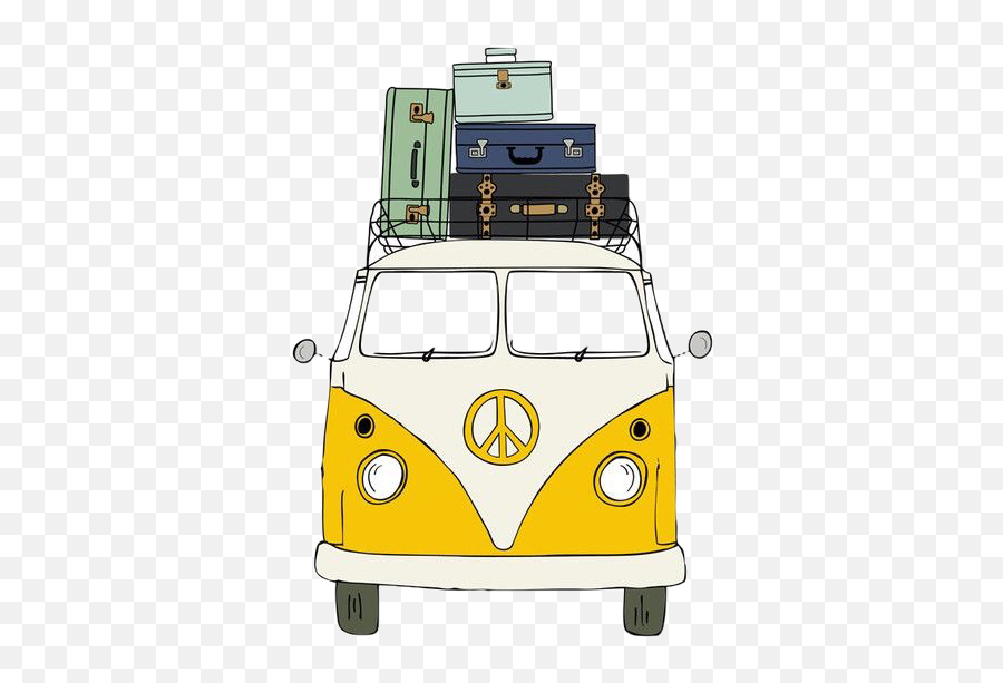 Roadtrip Bus Yellow Yellowbus Peace Luggage Trip Wheels - Peace Van On The Road Emoji,Road Trip Emoji