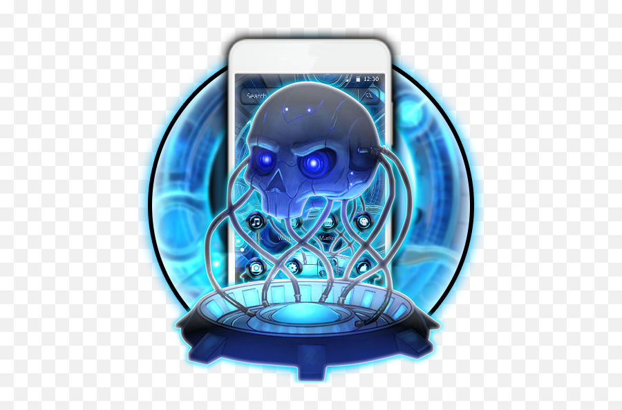 Blue Tech Metallic Skull 2d Theme - Illustration Emoji,Skull Water Skull Emoji