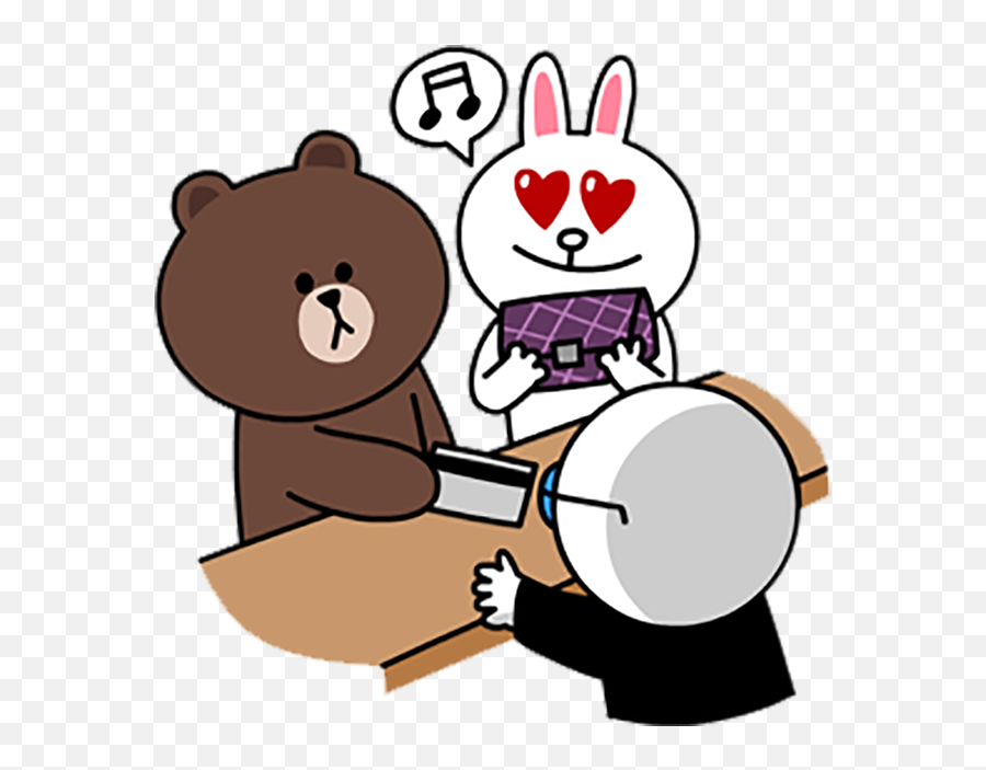 Sticker Line Png Download Picture - Brown Bear And Cony Bunny Emoji,Bear Japanese Emoji