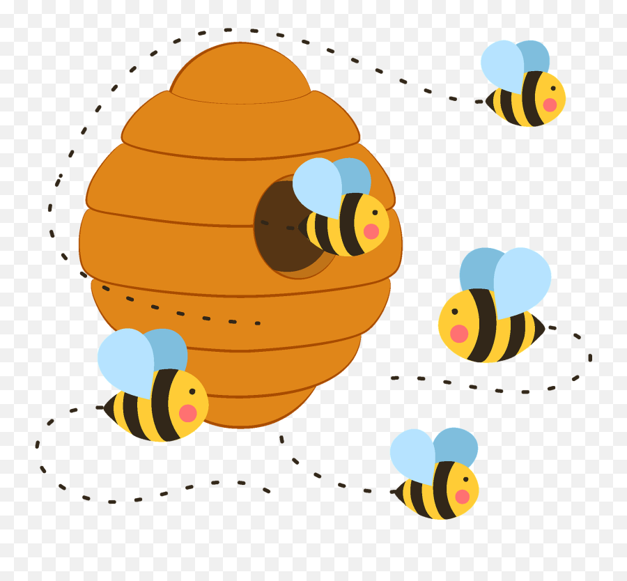 Clipart - Clip Art Cartoon Bee Hive Emoji,Honeycomb Emoji