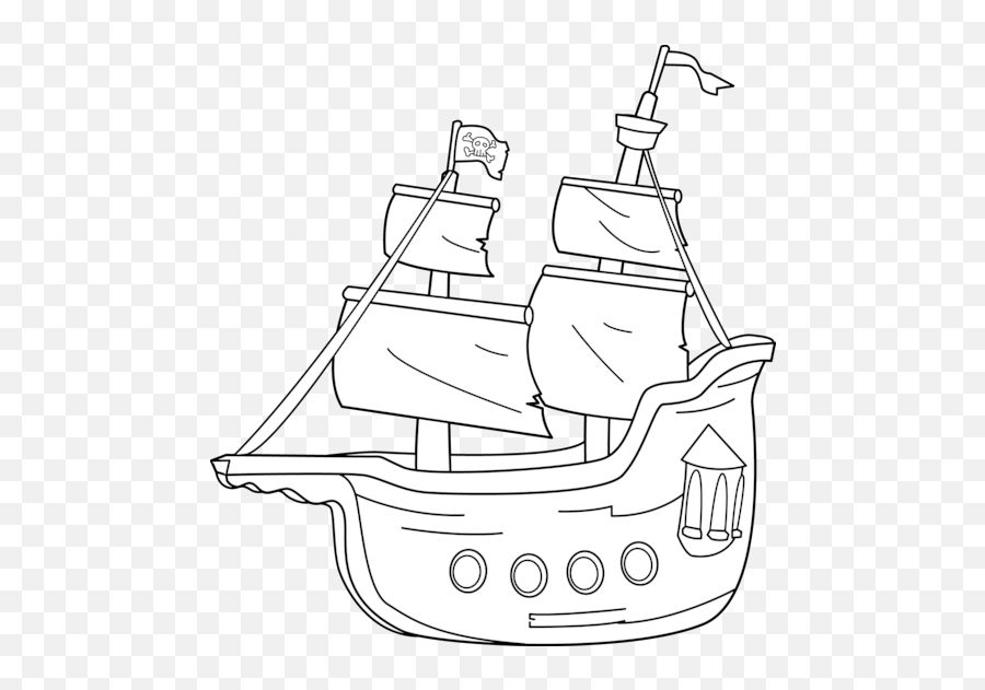 Pirate Ship Outline Clip Art - Ship Clipart Black And White Emoji,Pirate Ship Emoji