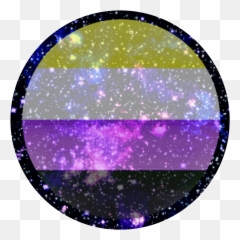 Nonbinary Enby Flag Galaxy Black - Circle Emoji