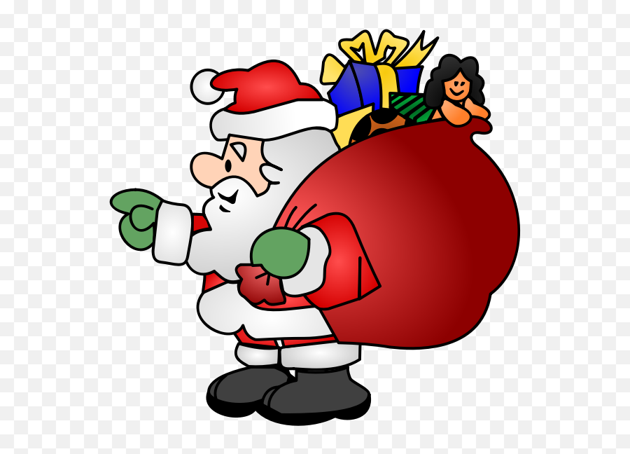 Santa Claus Pointing - Santa Sack Of Toys Emoji,Santa Sleigh Emoji