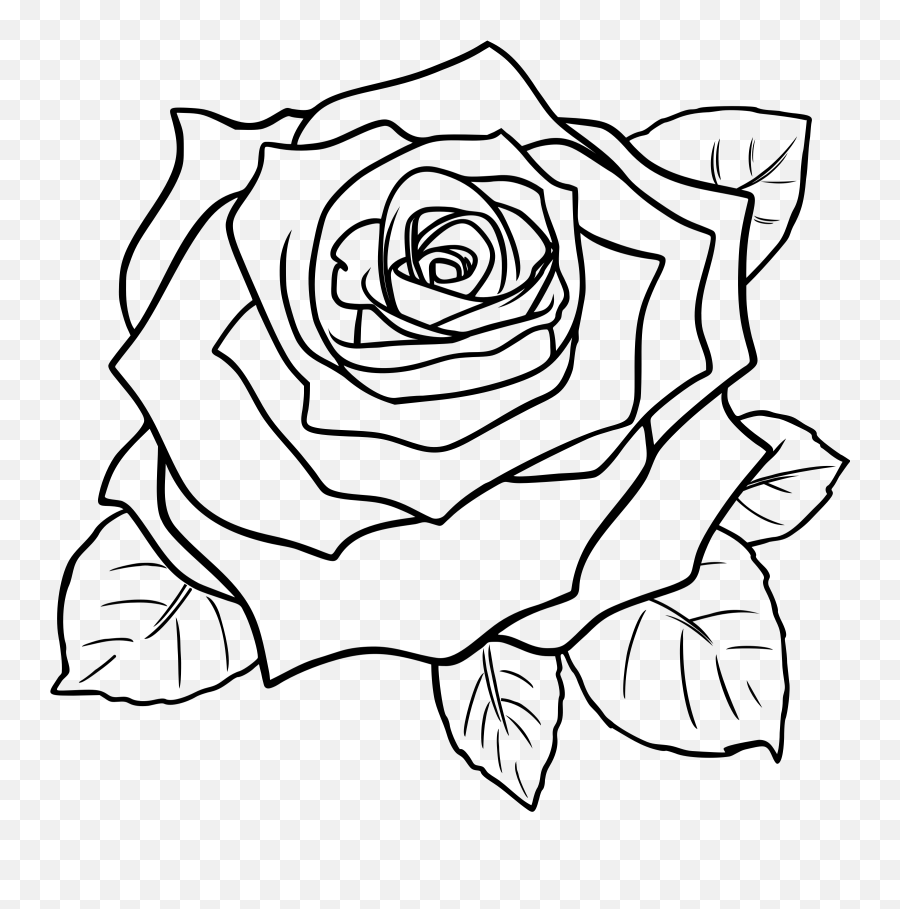 Rose Outline Line Drawing Of A Rose Free Download Clip Art - Rose Clipart Black And White Emoji,Black Rose Emoji