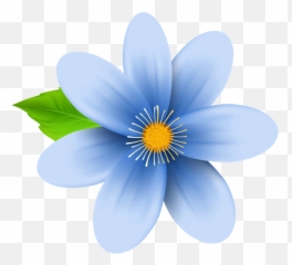 Blue Flower Emoji - Transparent Background Purple Clipart