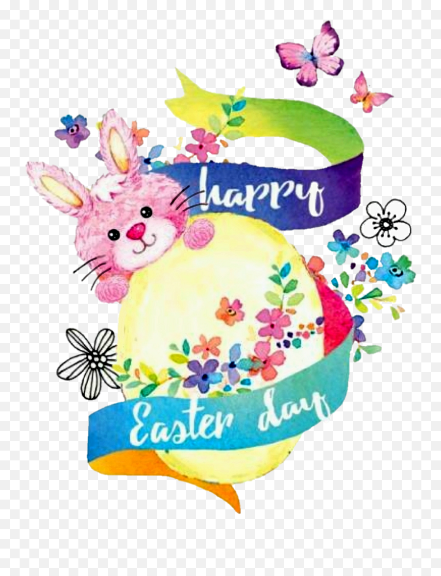 Easter Bunny Happyeaster Watercolor Handpainted Egg Col - Cartoon Emoji,Happy Easter Emoji