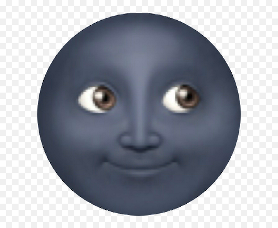 Moon Black Browneyes Emoji Face Night Lookslucky Round - Black Moon Emoji Png,Black Face Emoji