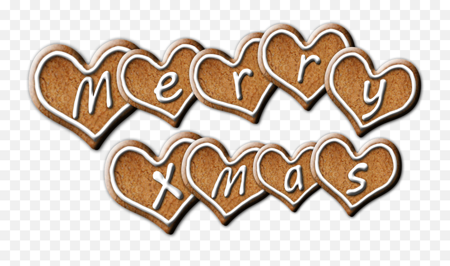 Merry Xmas Gingerbread Cookies Icing - Heart Gingerbread Christmas Clipart Emoji,Merry Xmas Emoji