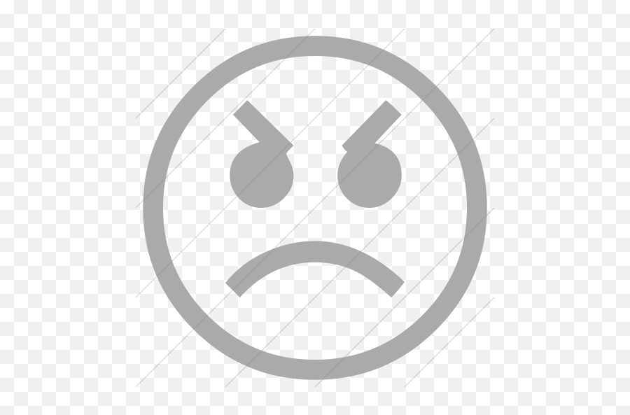 Gray Classic Emoticons Angry Face Icon - Angry Emoji Black And White Png,Emoticon Angry