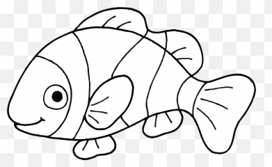 Free Black And White Tropical Fish - Clip Art Emoji