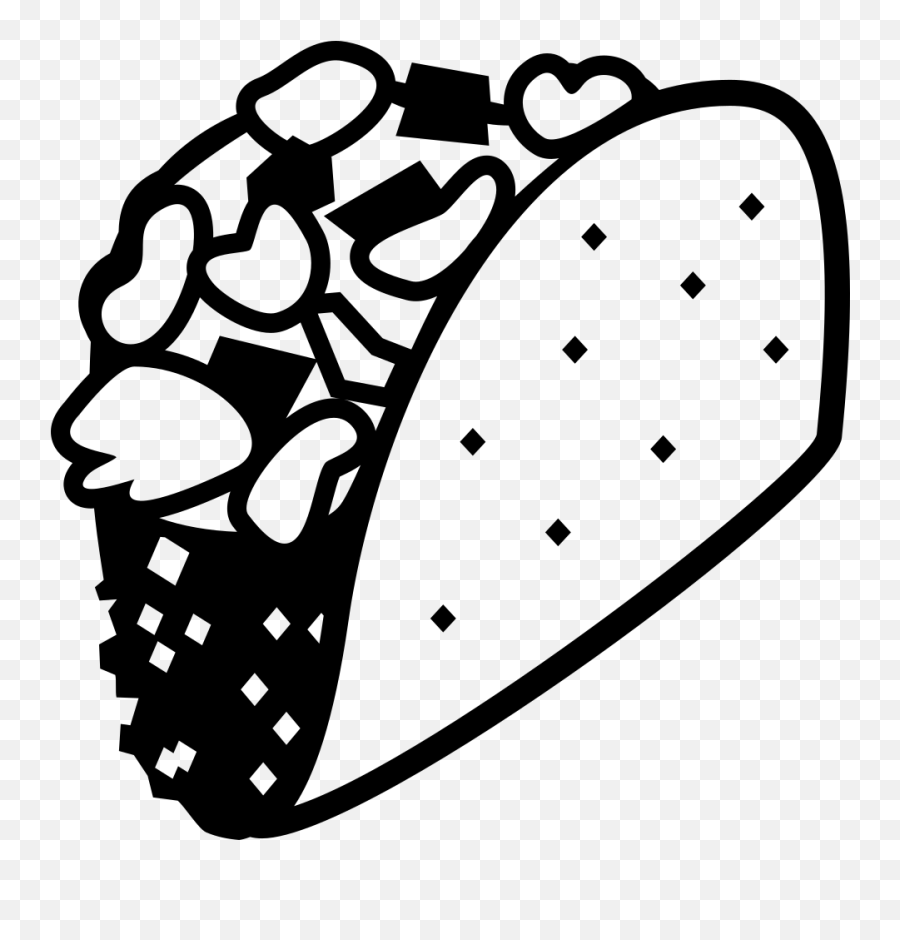 Emojione Bw 1f32e - Black And White Taco Svg Emoji,Water Emoji Transparent