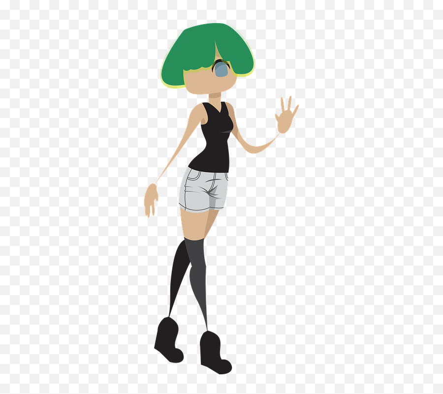 Girl Green Hair Overknee Socks - Illustration Emoji,Walking Girl Emoji