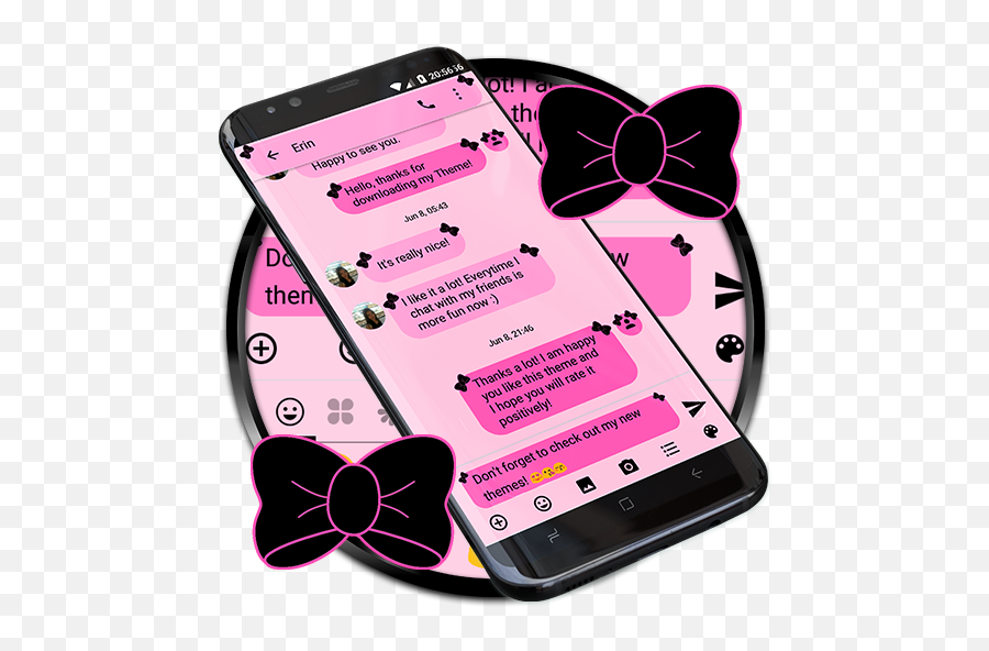 Sms Messages Ribbon Pink Black Theme Emoji Chat - Mobile Phone,Bow Emoji