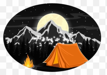 camping tent moon fire - Sticker by Assunta Vitale Camping Illustration Emoji