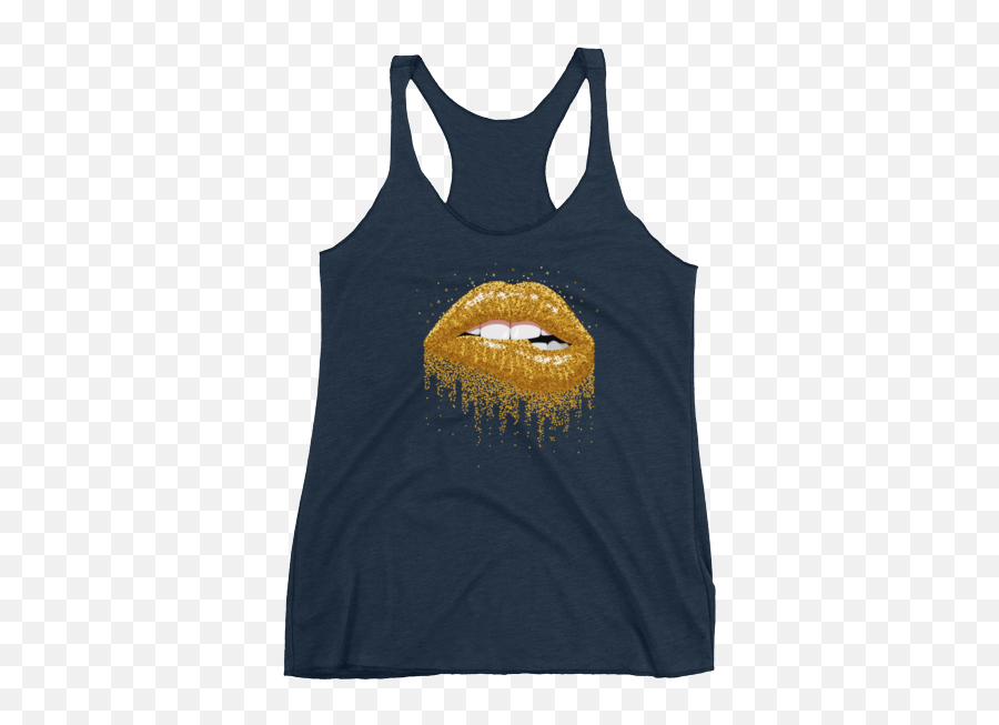 Womenu0027s Glitter Gold Sparkles Lips Racerback Tank Top 2020 Fashion Trends What Devotion - Devotional Fashion Online Shop Sleeveless Shirt Emoji,Sparkle Emoticon