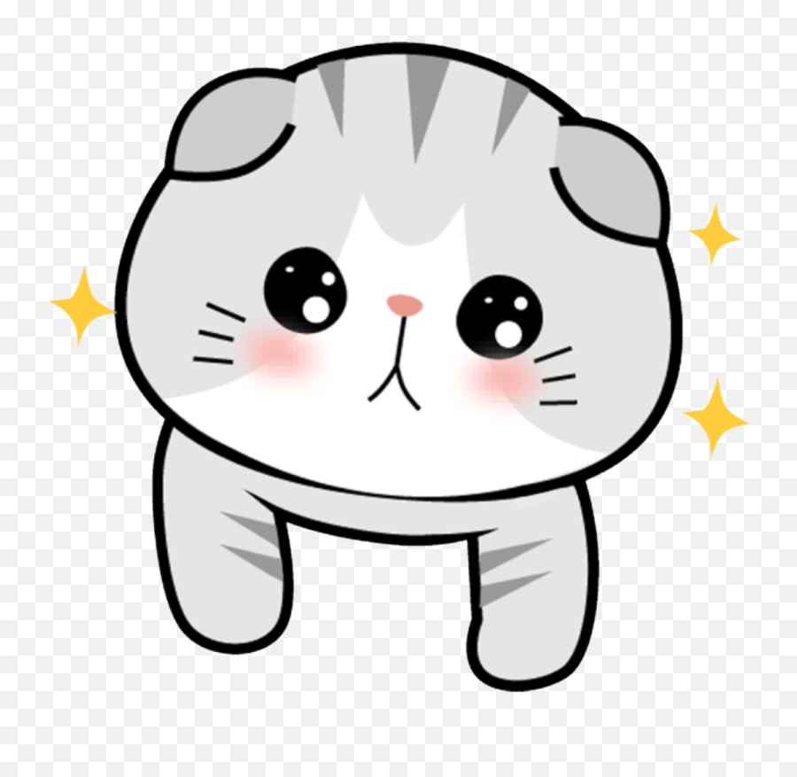 Kawaii Cat Face Clip Transparent - Cute Cat Cartoon Png Emoji,Emoticones Kawaii