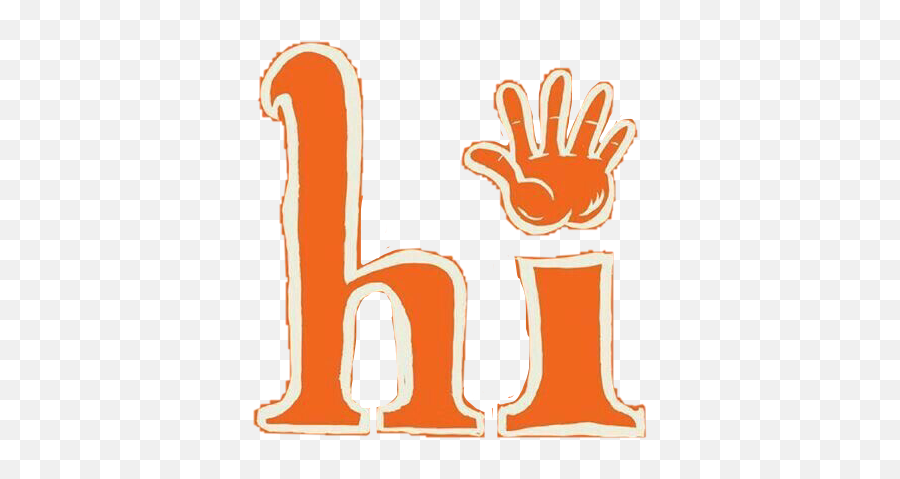 Orange White Hi Text Hand Cute Freetoedit Waving - Clip Art Emoji,Hi Five Emoji
