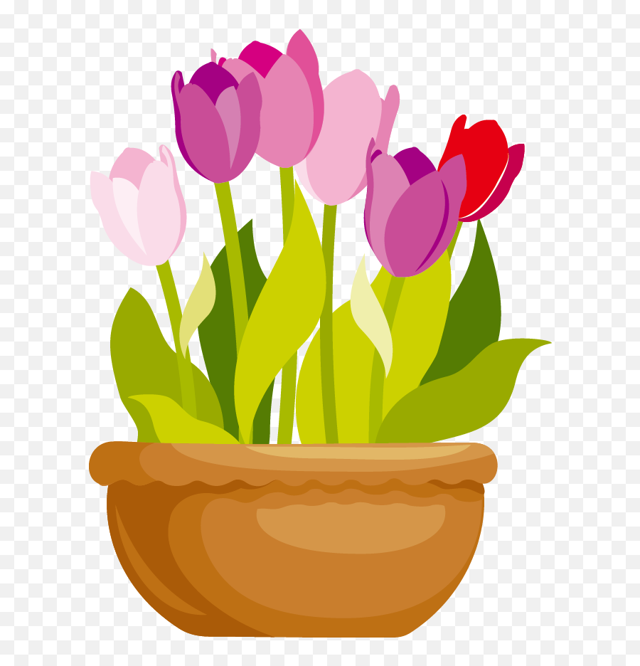 Vector Cartoon Flowers Png Download - 651855 Free Flower Pot Cartoon Png Emoji,Flower Emoji Vector