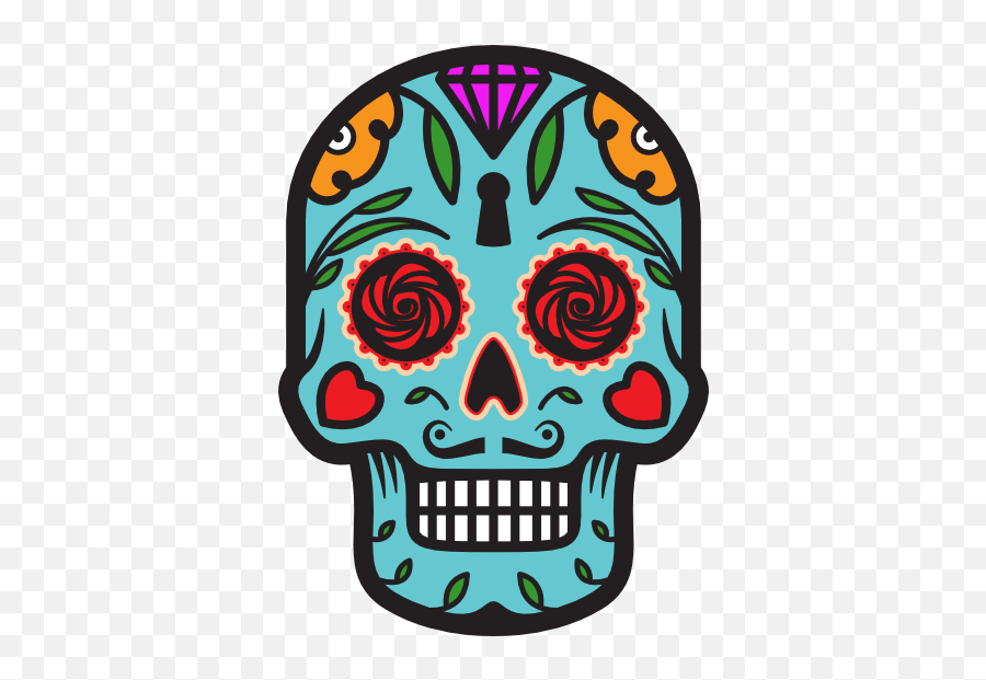 Keyhole Day Of The Dead Skull Sticker - Design Day Of The Dead Skull Emoji,Dead Skull Emoji